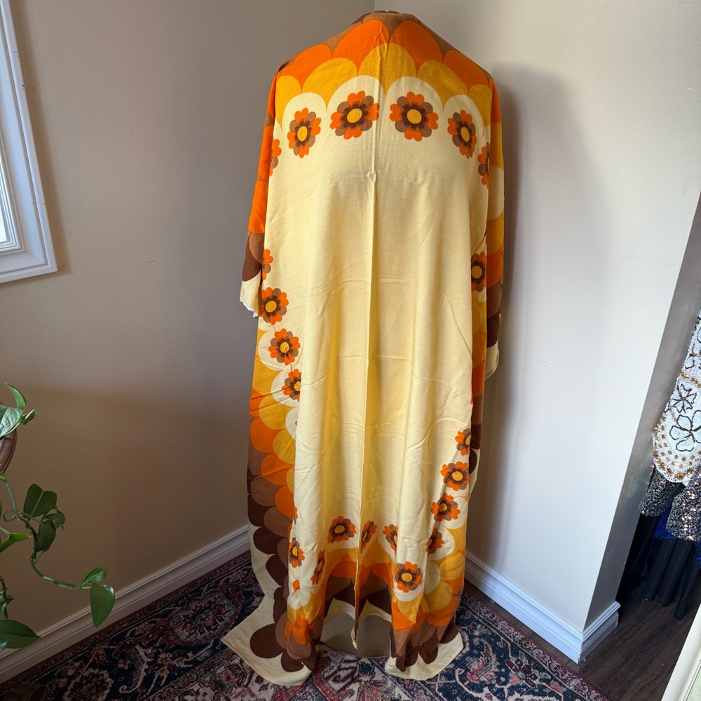 Vintage Floral Linen in Orange and Yellow‎